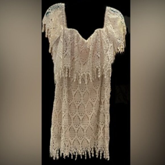 Gorgeous Stone Cold Fox Iowa Off Shoulder Dress Ivory Lace Size L -- MSRP $420 - Picture 6 of 10